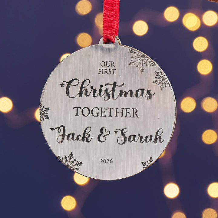 First Christmas Together Silver Or Gold Tree Decoration