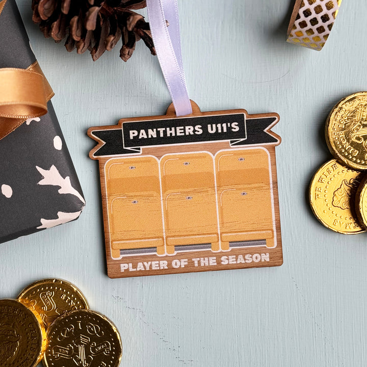 Custom stadium Christmas ornament, perfect gift for football or rugby fans.