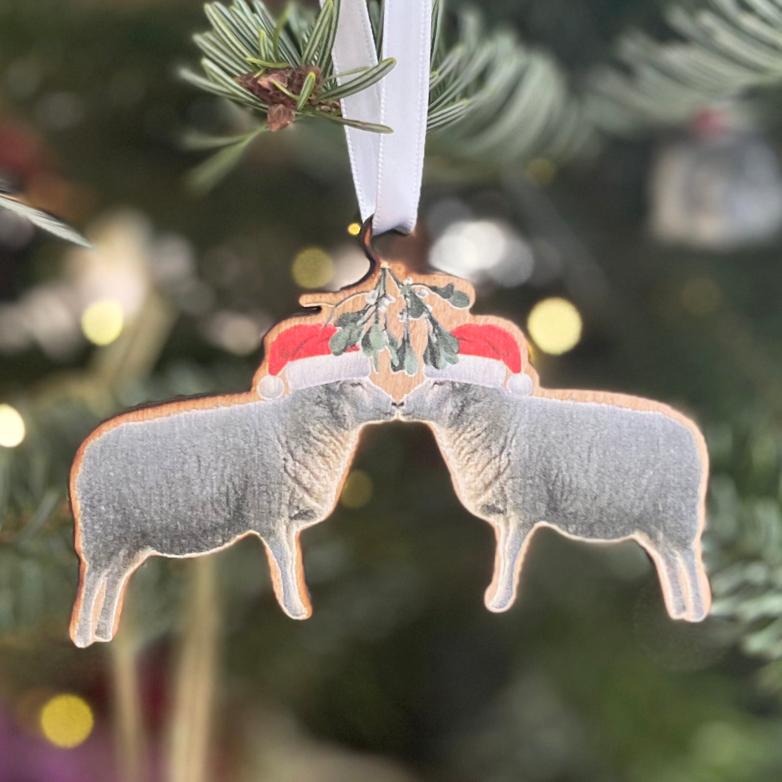 Kissing Sheep Christmas Decoration