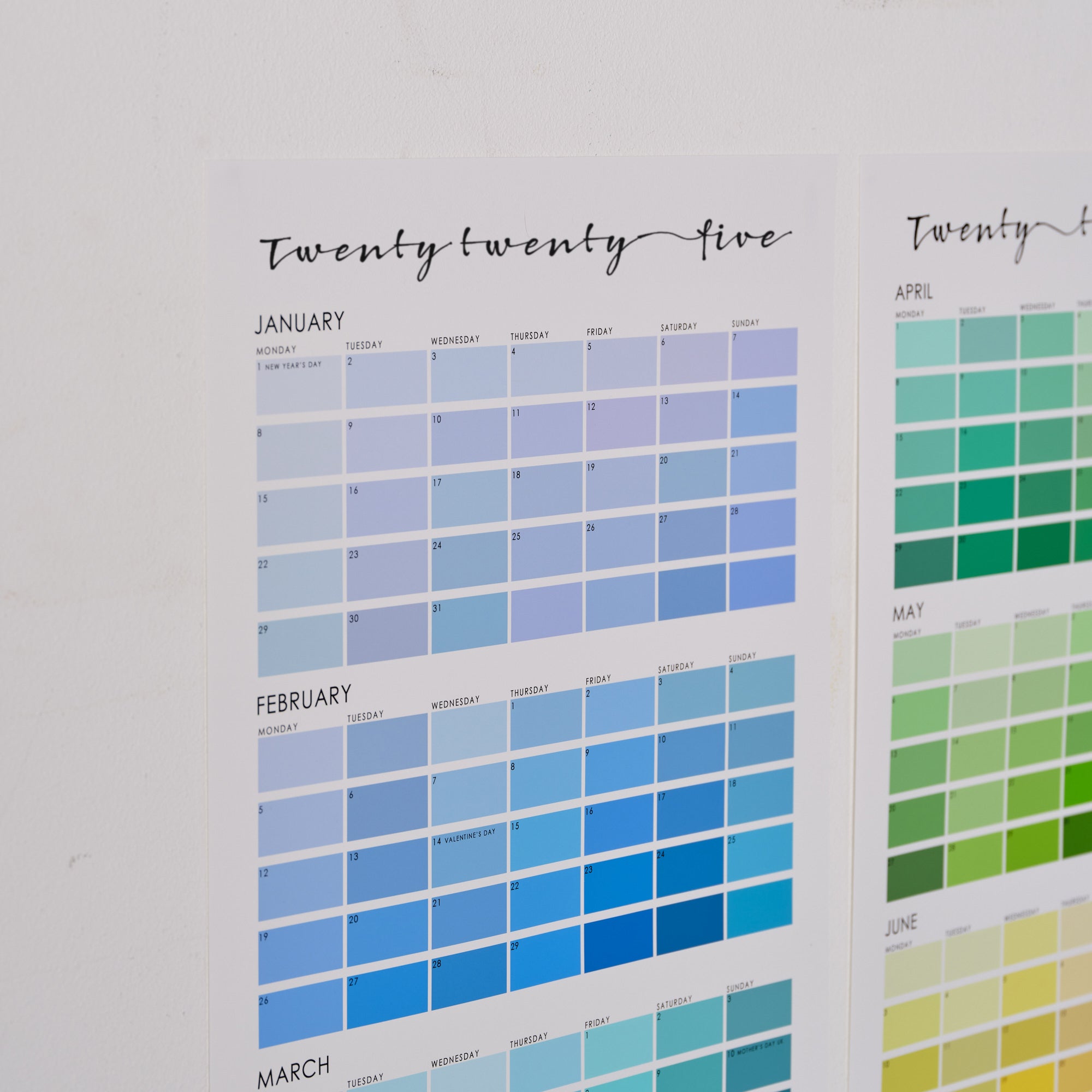 Paint Chip Colour Swatch Wall Planner Calendar