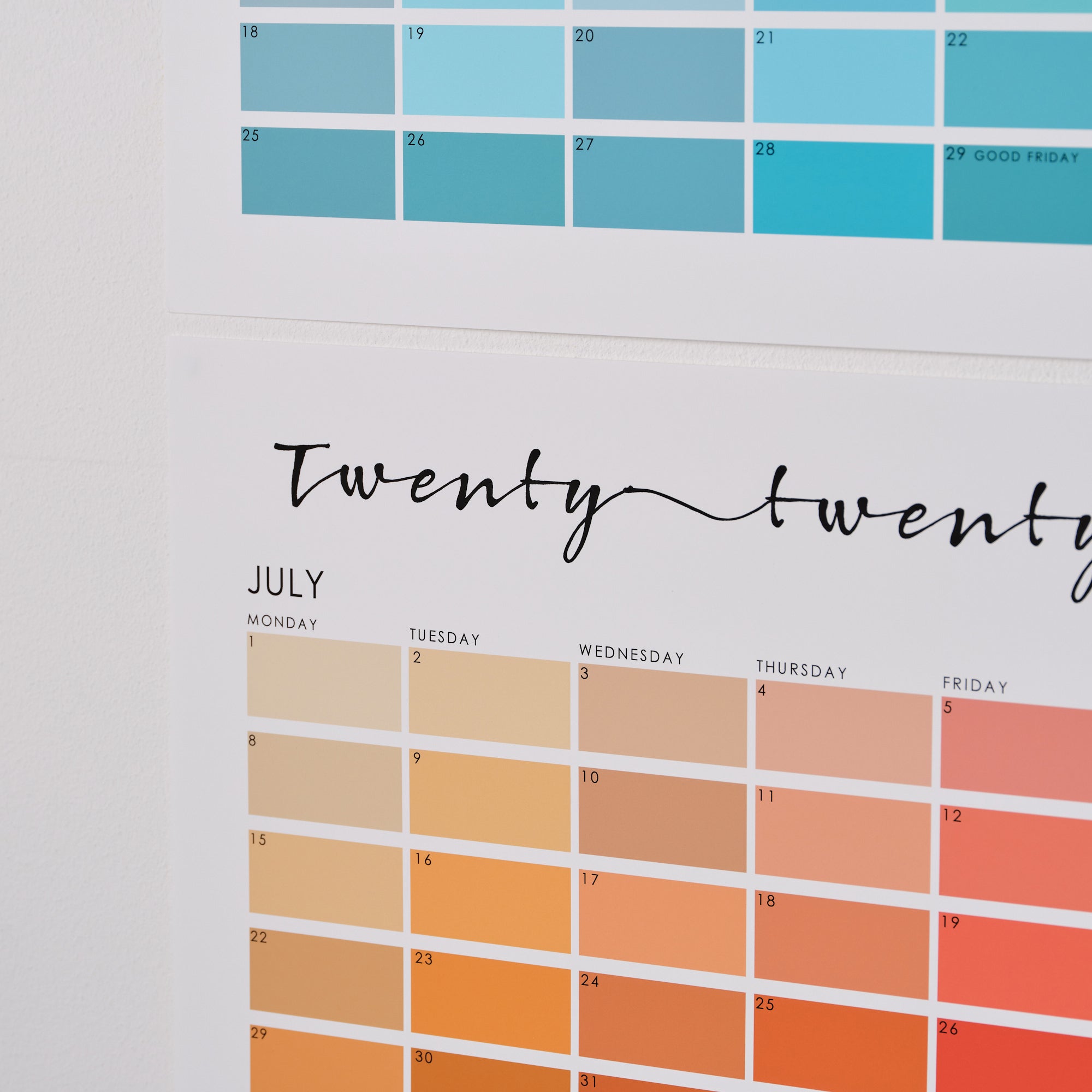 Paint Chip Colour Swatch Wall Planner Calendar