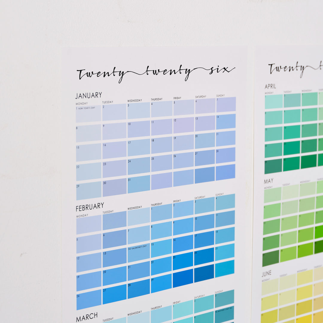 Paint Chip Colour Swatch Wall Planner Calendar