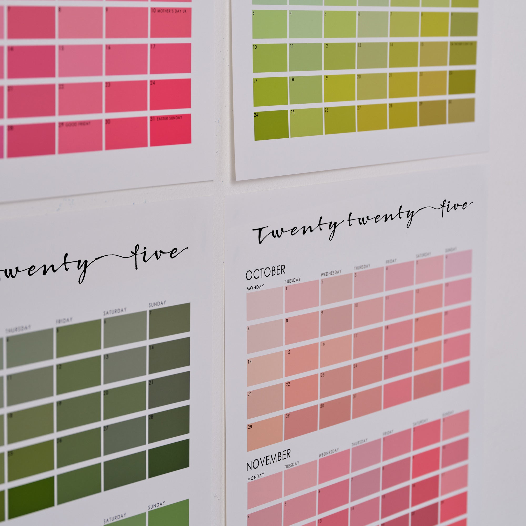 Paint Chip Colour Swatch Wall Planner Calendar