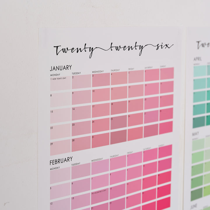 Paint Chip Colour Swatch Wall Planner Calendar