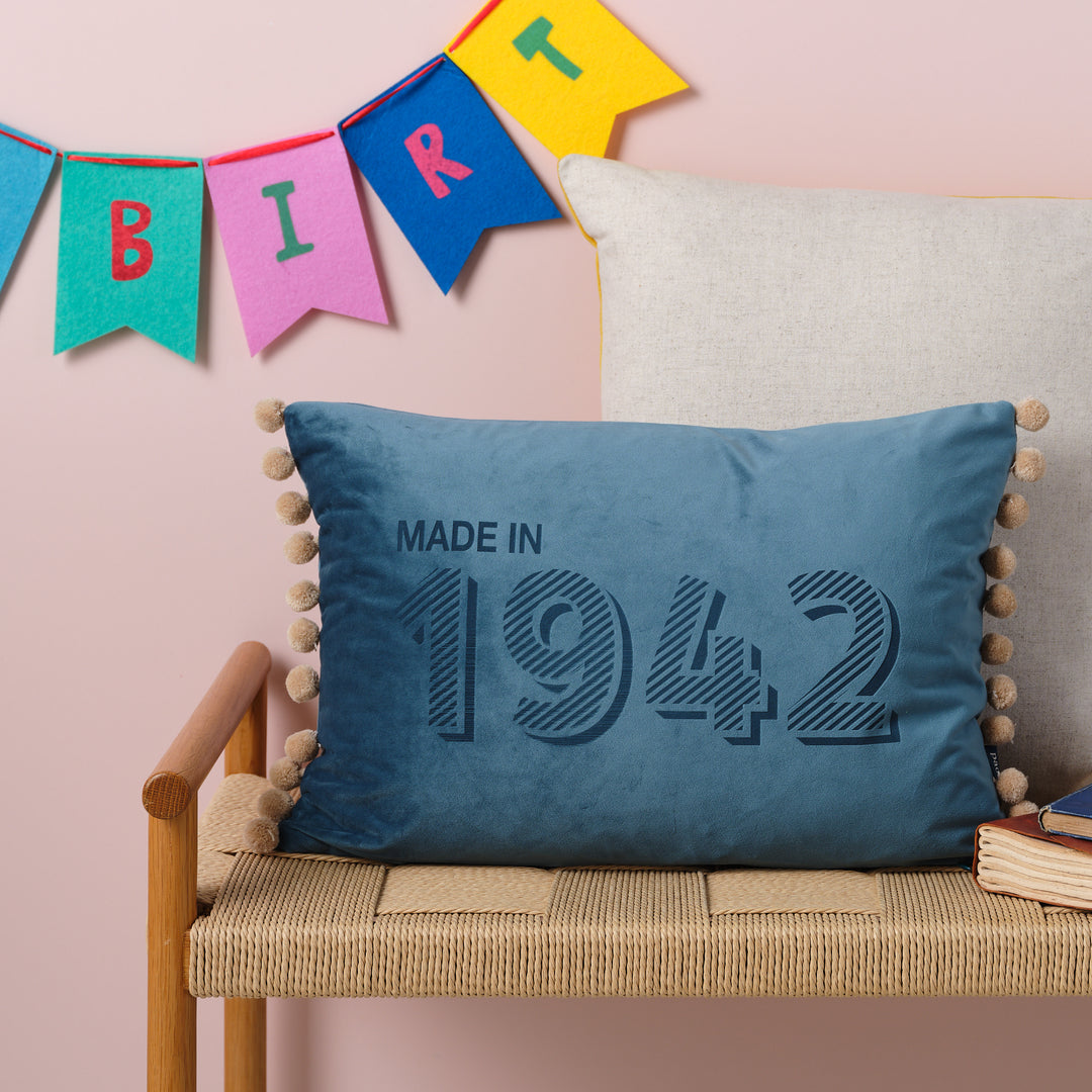 Personalised Made In Year Velvet Cushion