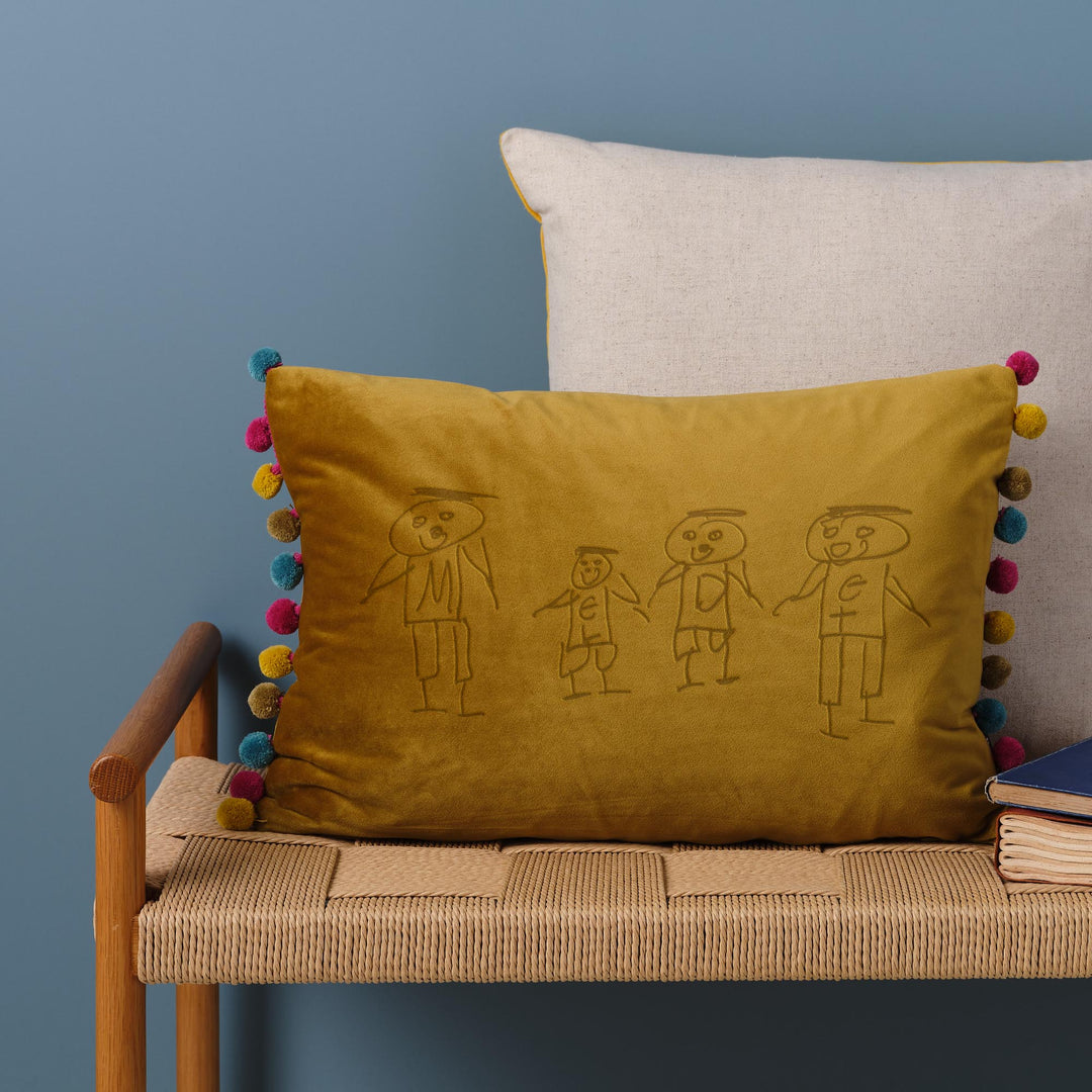 Child's Drawing Personalised Velvet Cushion