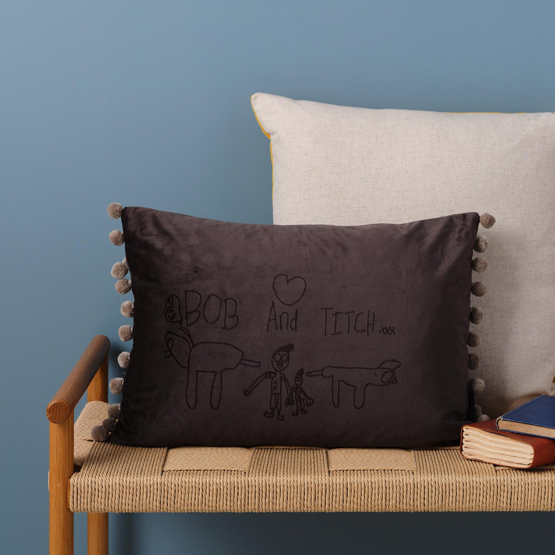 Child's Drawing Personalised Velvet Cushion