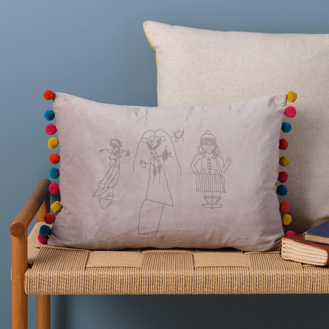 Child's Drawing Personalised Velvet Cushion