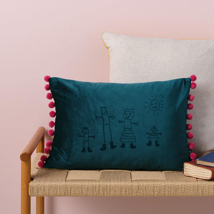 Child's Drawing Personalised Velvet Cushion