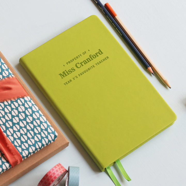 Personalised 'Property Of' Vegan Leather Notebook