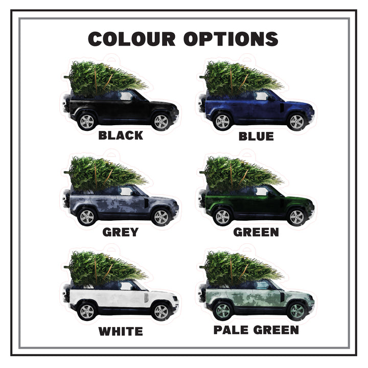 A list of the different colour options available, black, blue, grey, green, white, or pale green.