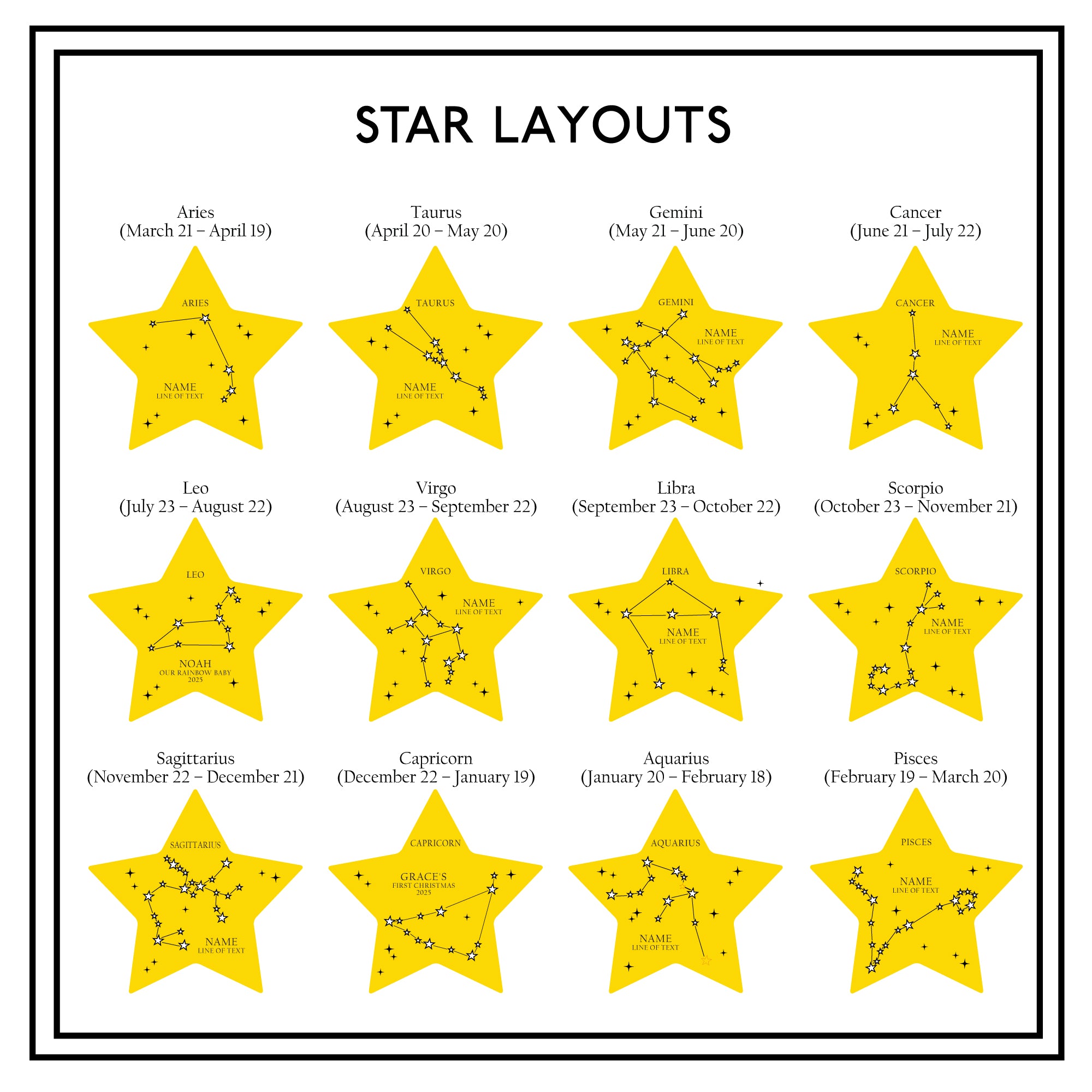 Gold Star Sign Christmas Constellation Tree Decoration