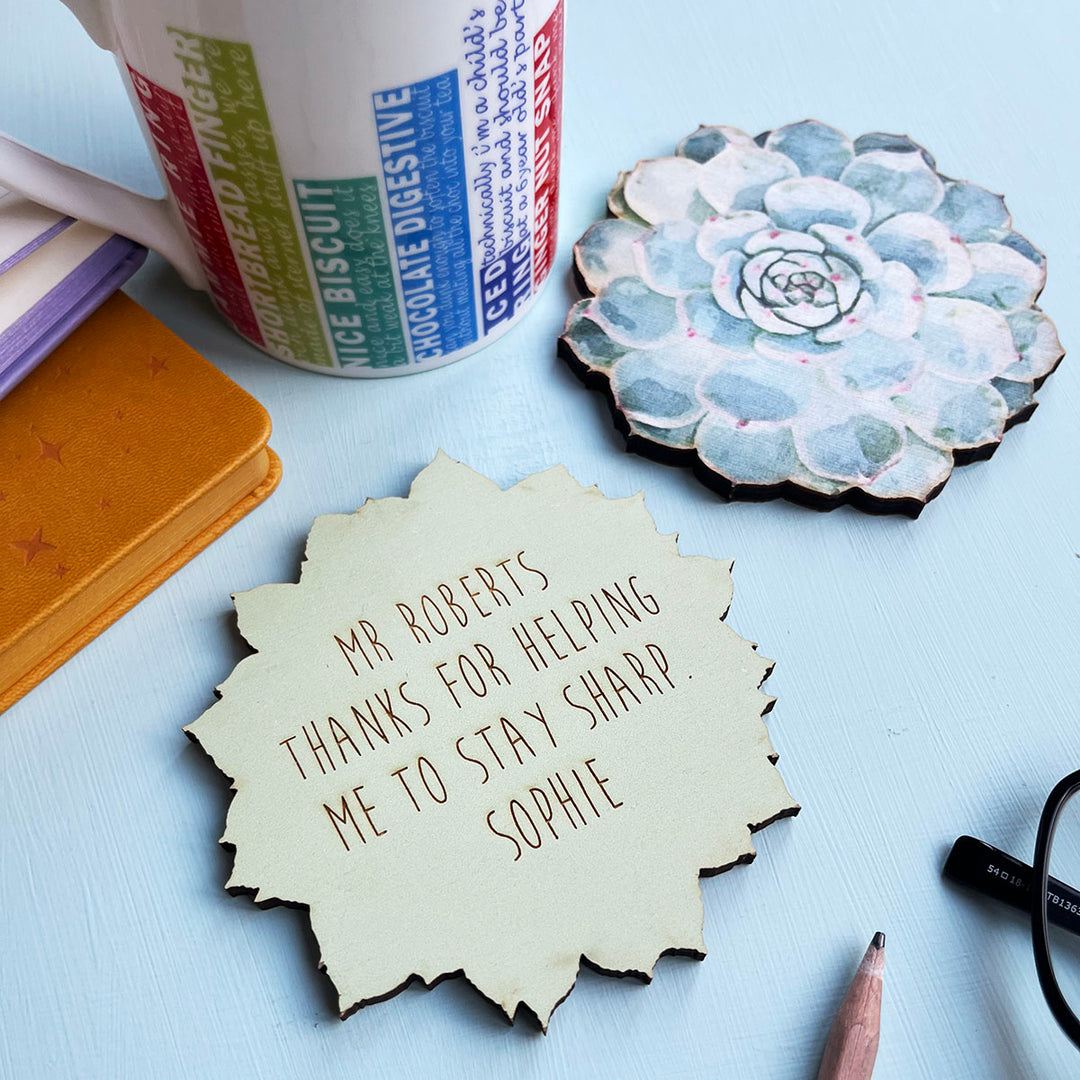 Personalised Succulent Coaster Teacher Gift