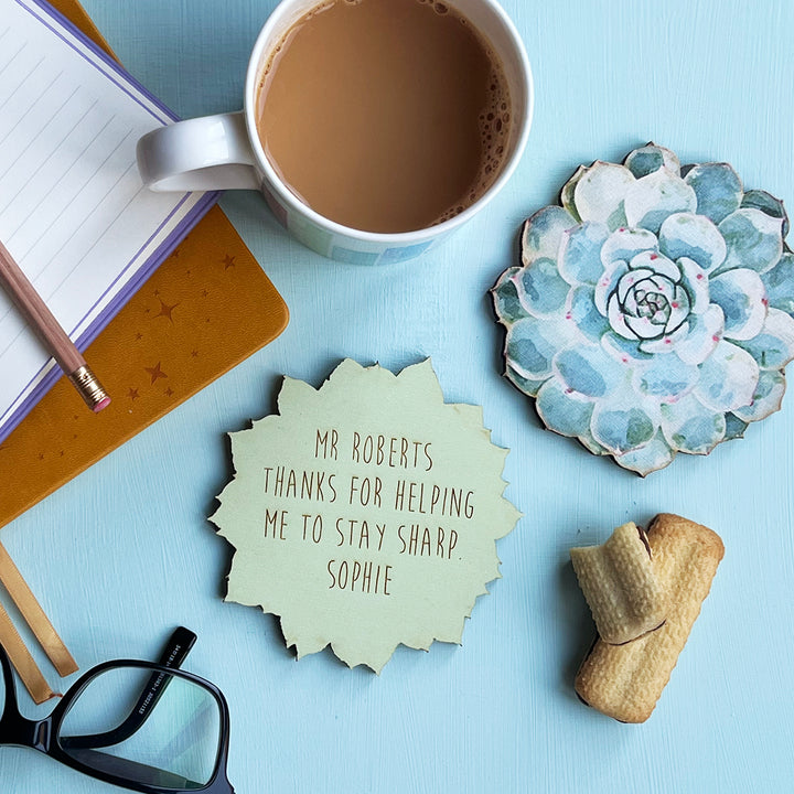 Personalised Succulent Coaster Teacher Gift