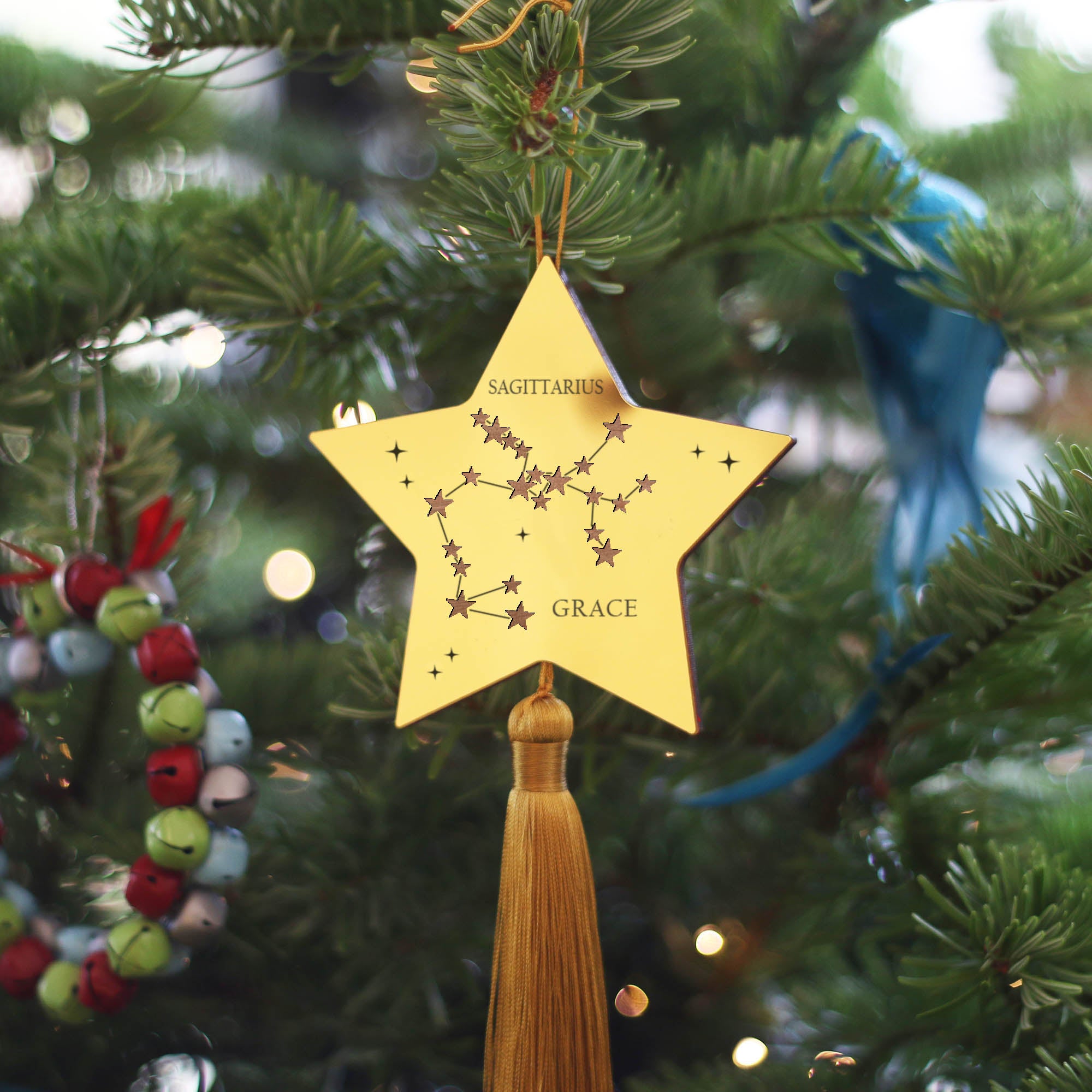 Gold Star Sign Christmas Constellation Tree Decoration