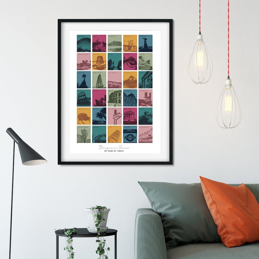 30th Birthday or Anniversary Travel Memories Print-Betsy Benn
