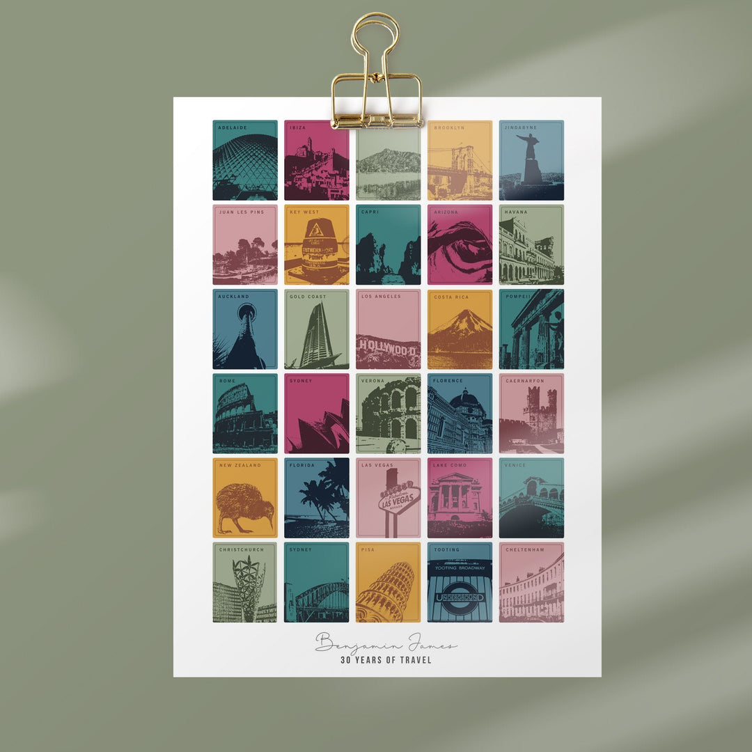 30th Birthday or Anniversary Travel Memories Print-Betsy Benn