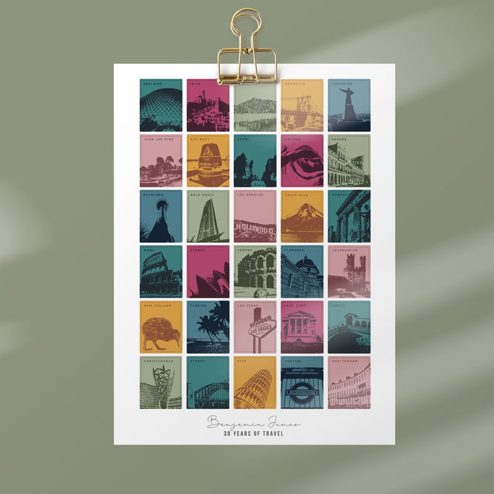 30th Birthday or Anniversary Travel Memories Print-Betsy Benn