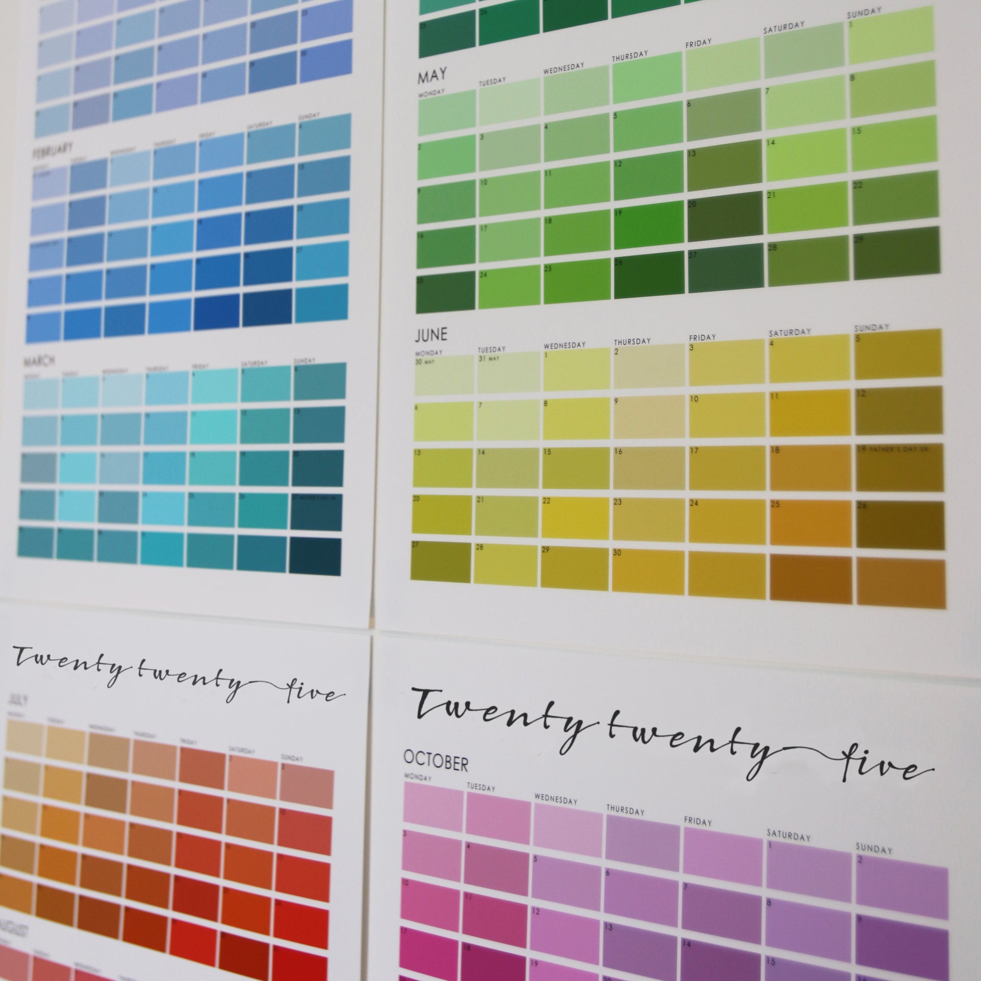 Paint Chip Colour Swatch Wall Planner Calendar