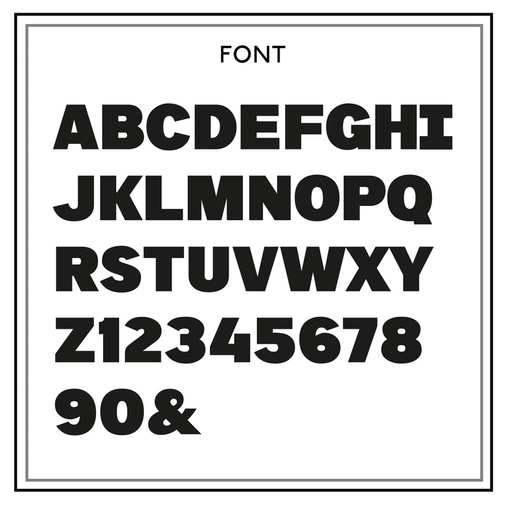 A visual sample of a font, showcasing uppercase letters, numbers, and the ampersand symbol.
