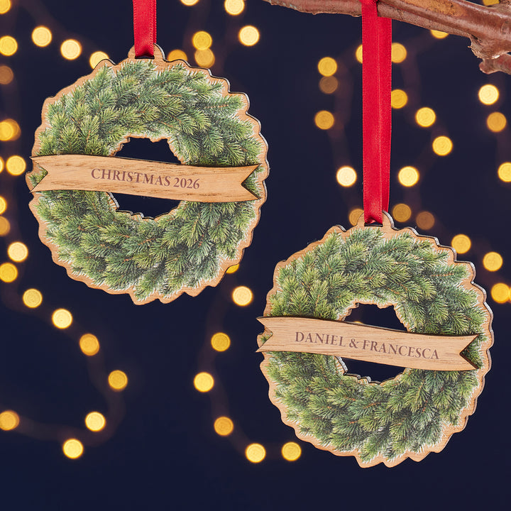 Personalised Wreath Family Christmas Tree Decoration