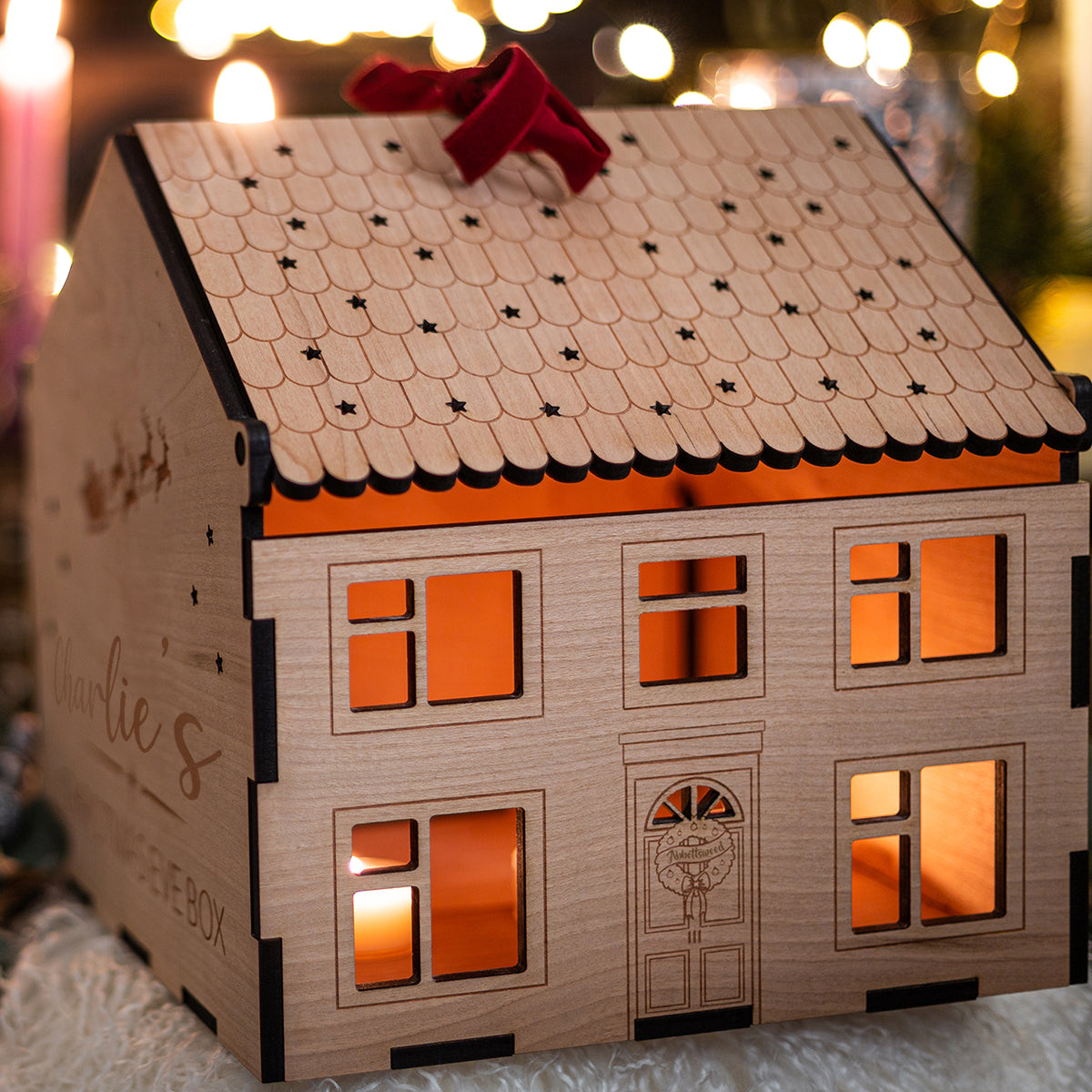 Personalised Wooden Christmas Eve Box House
