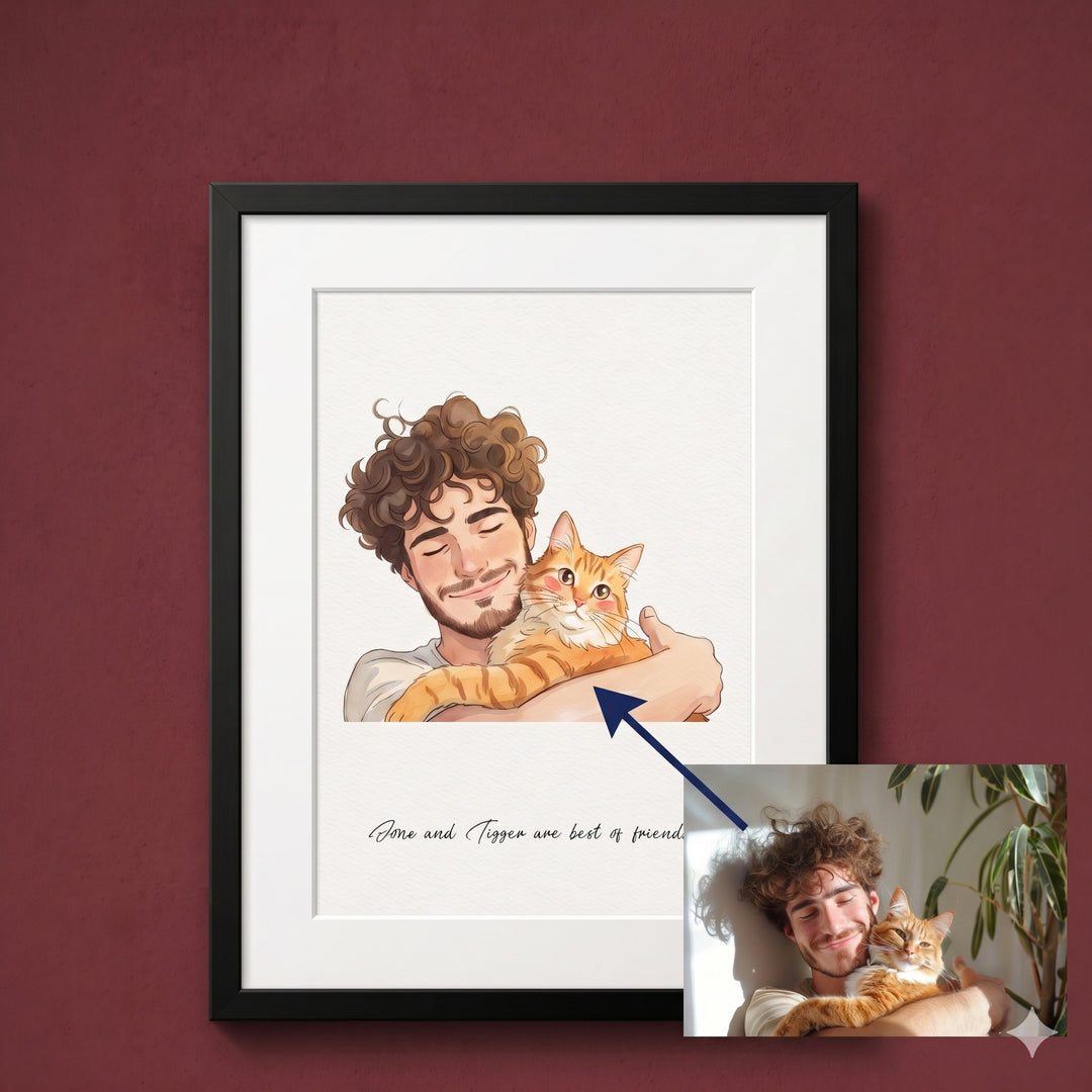 Custom Anime Style Illustrated Portrait Print
