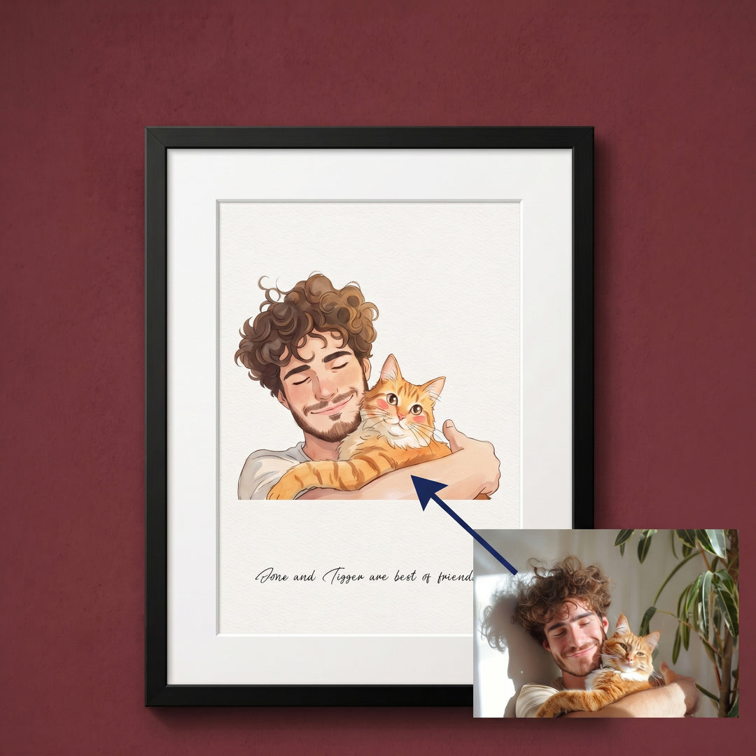 Custom Anime Style Illustrated Portrait Print