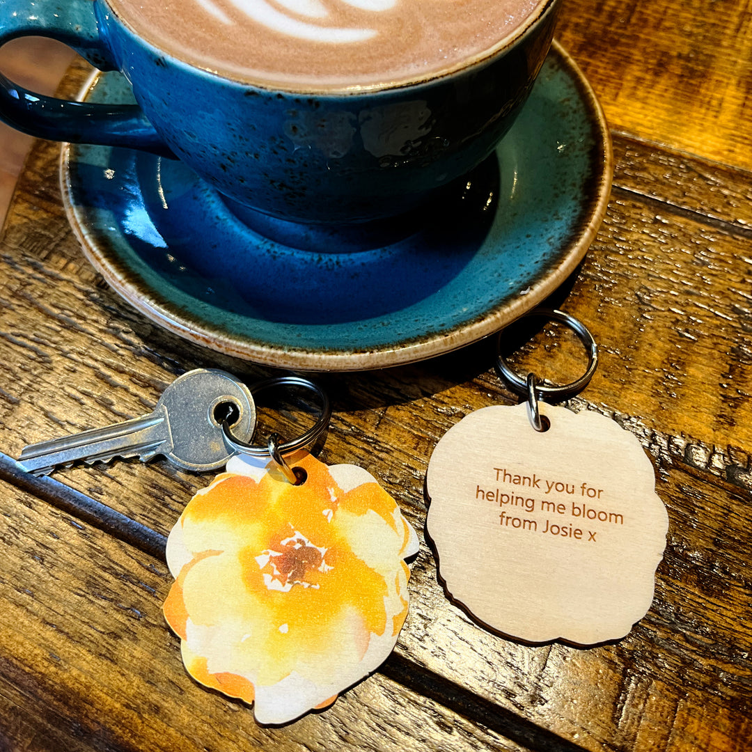 Personalised Flower Keyring