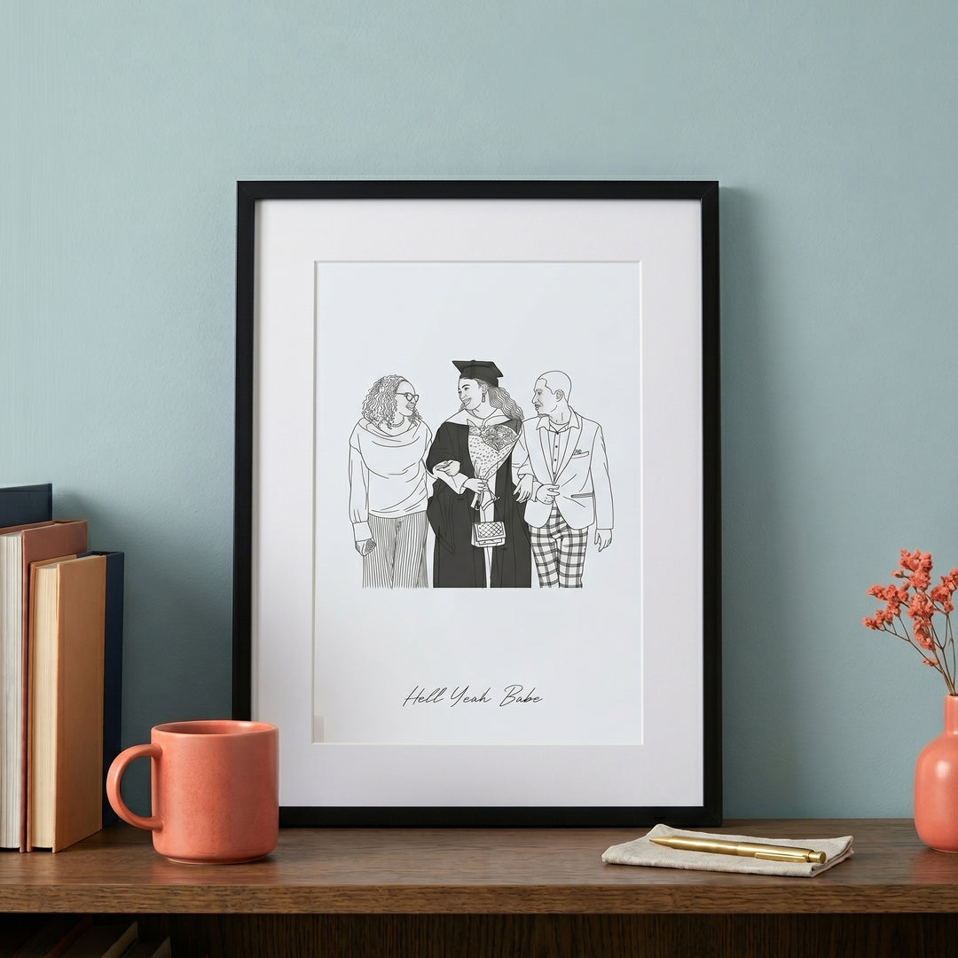 Custom Graduation Line Drawing Portrait Print