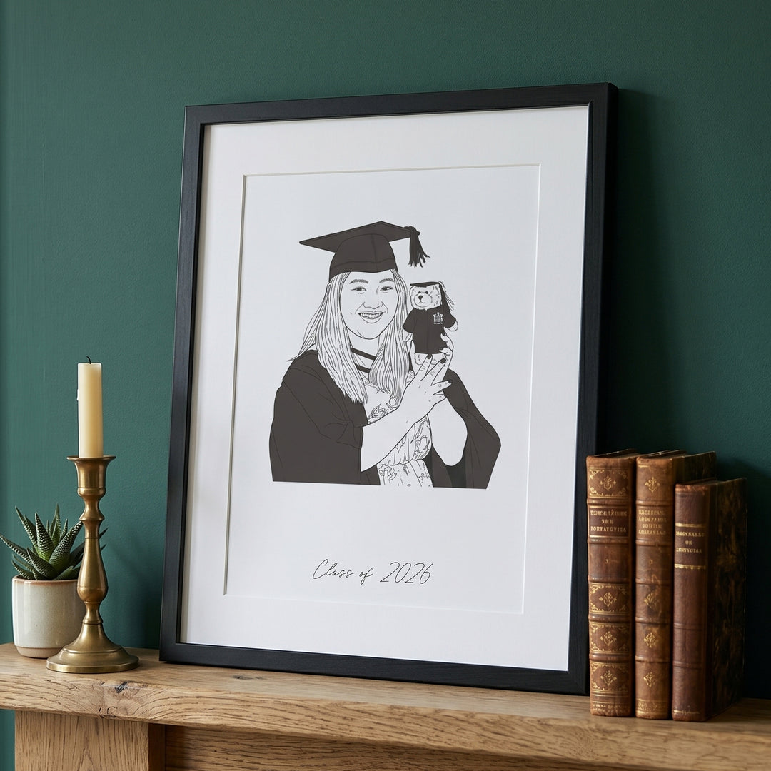 Custom Graduation Line Drawing Portrait Print