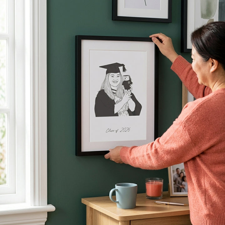 Custom Graduation Line Drawing Portrait Print