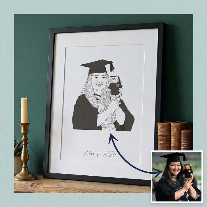 Custom Graduation Line Drawing Portrait Print