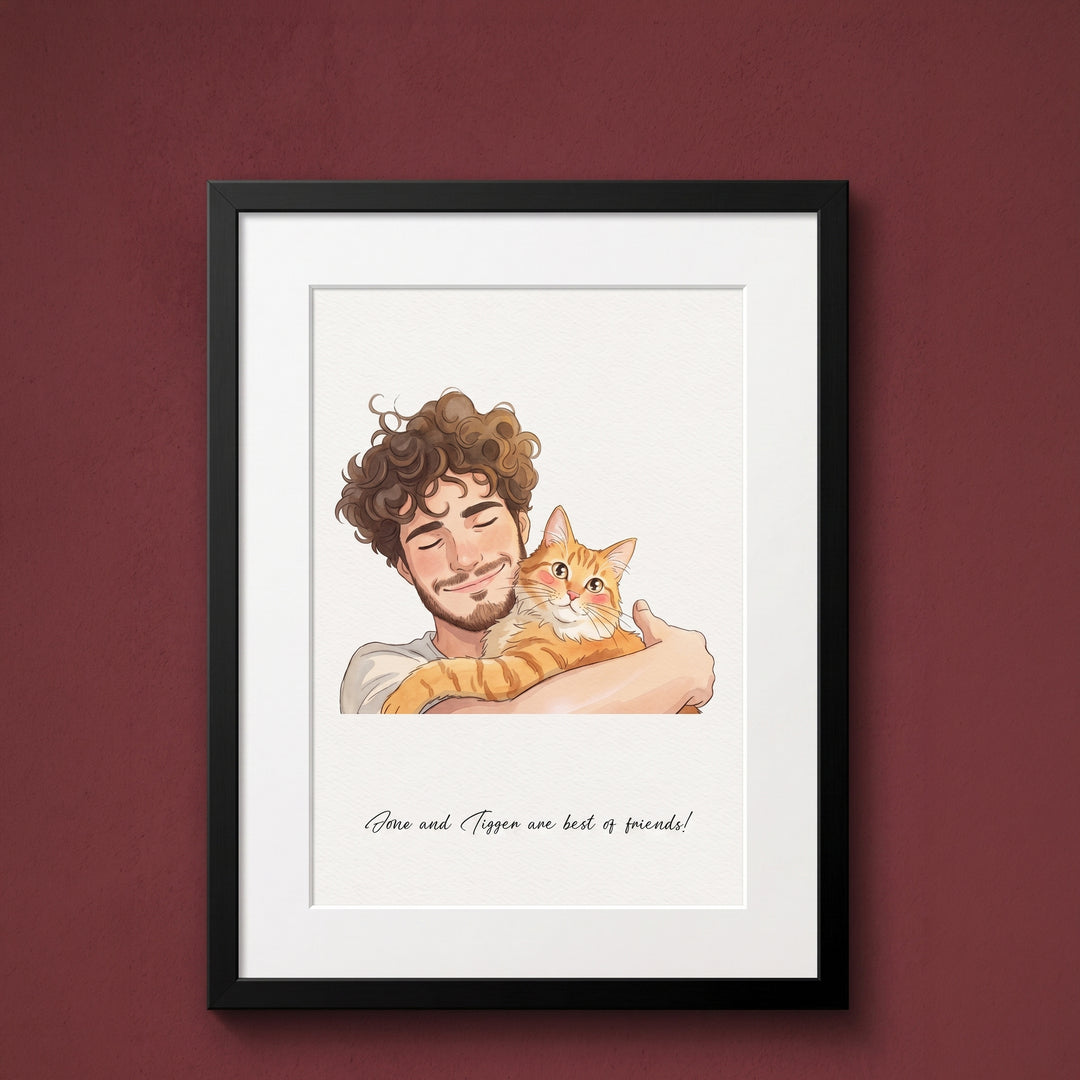 Custom Anime Style Illustrated Portrait Print