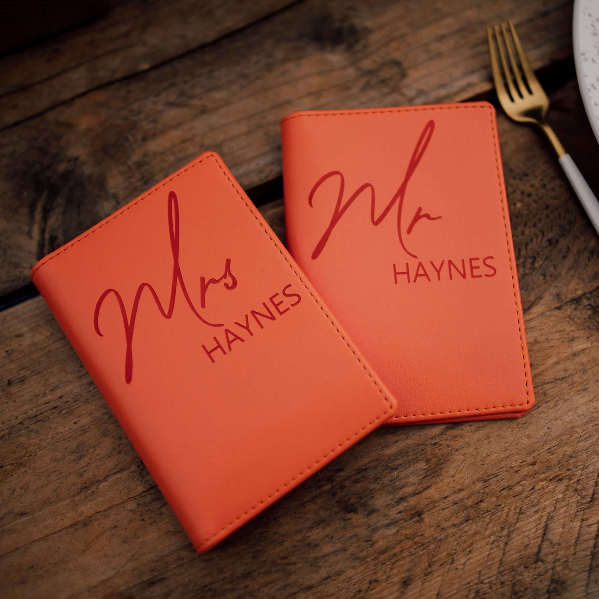 Personalised Couples Script Passport Covers