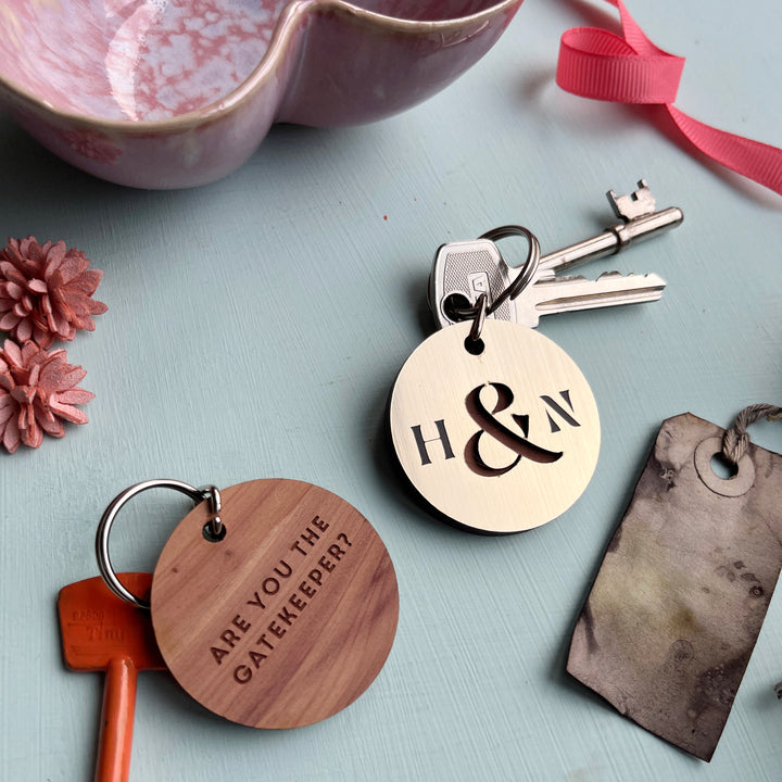 Pair Of Personalised Couples Ampersand Keyrings