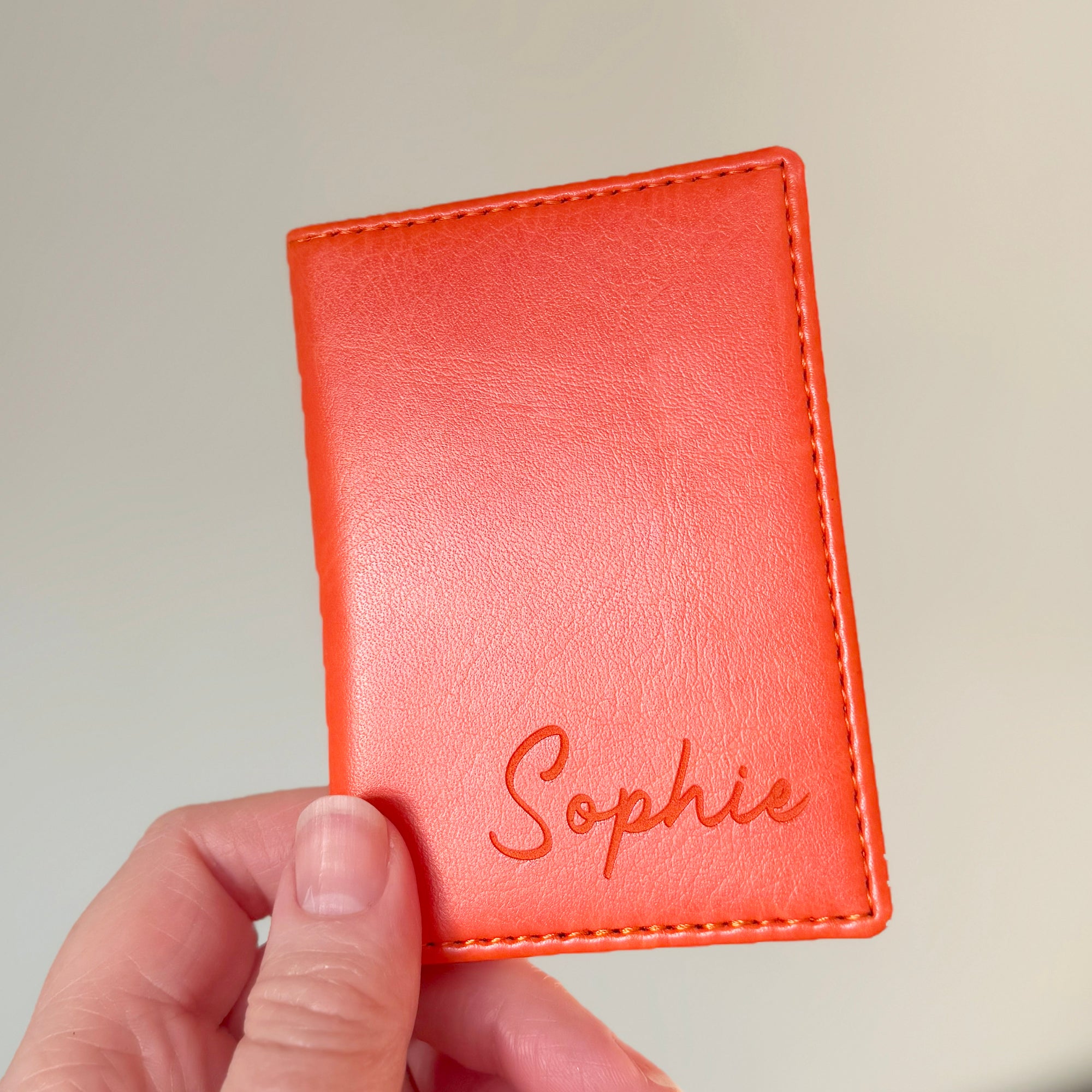 Personalised Travel Card Holder with Script Name