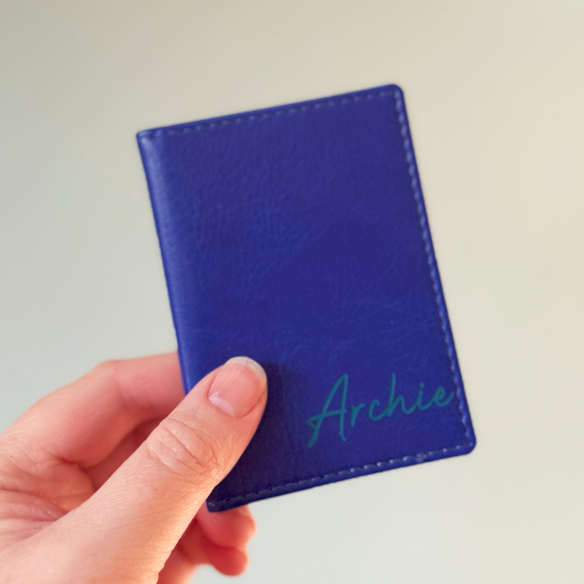 Personalised Travel Card Holder with Script Name