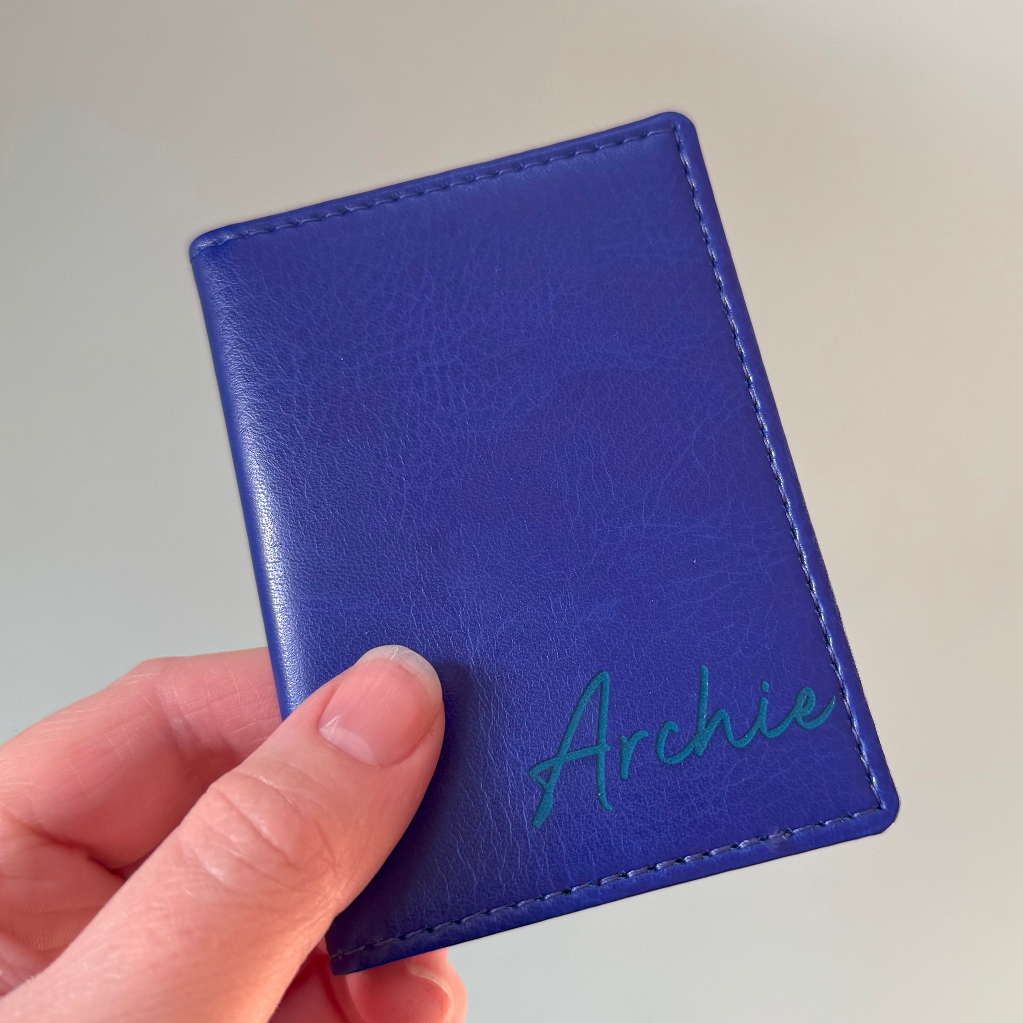 Personalised Travel Card Holder with Script Name