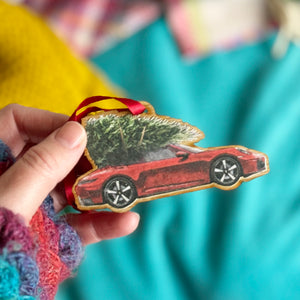 Porsche 911 with Christmas Tree Decoration