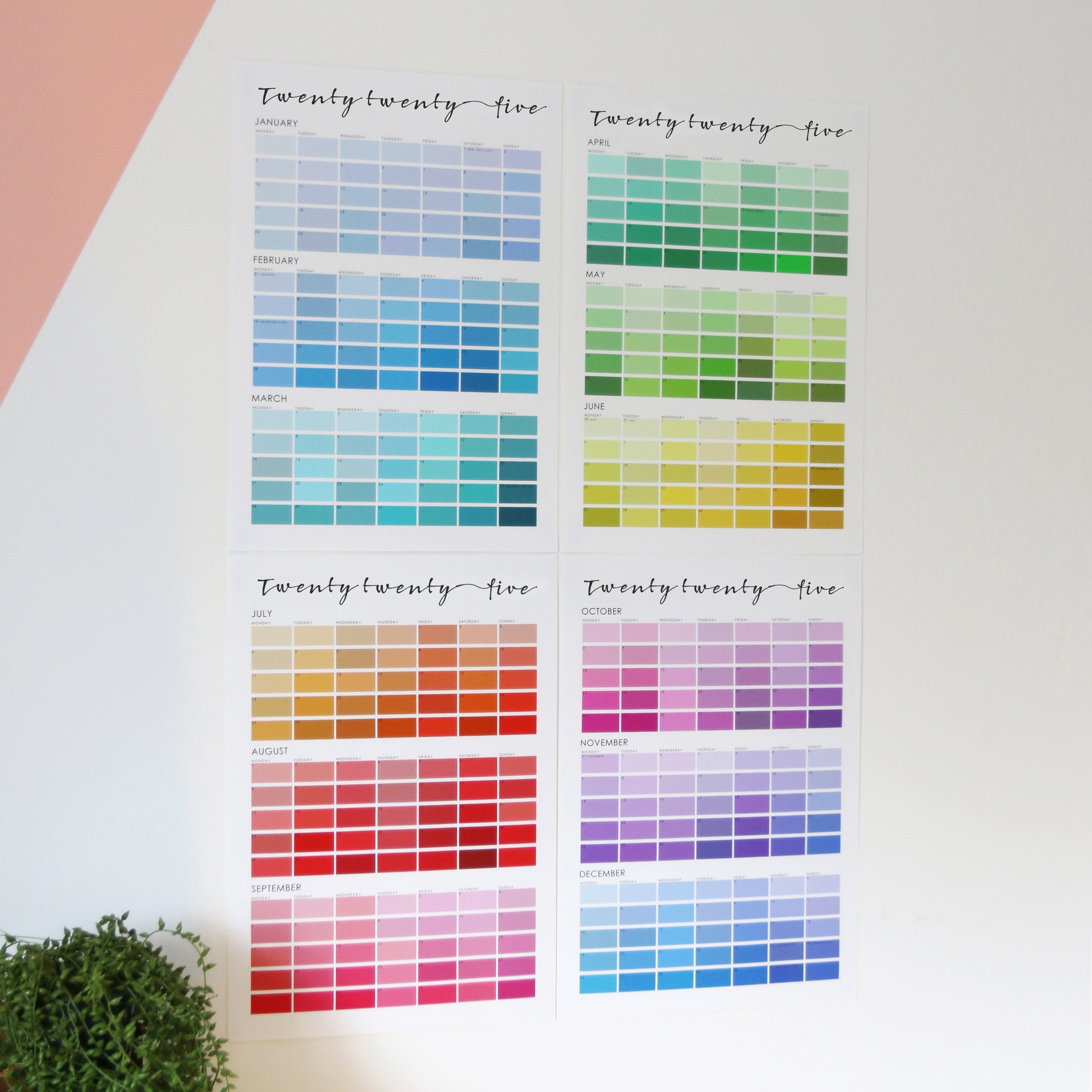 Paint Chip Colour Swatch Wall Planner Calendar