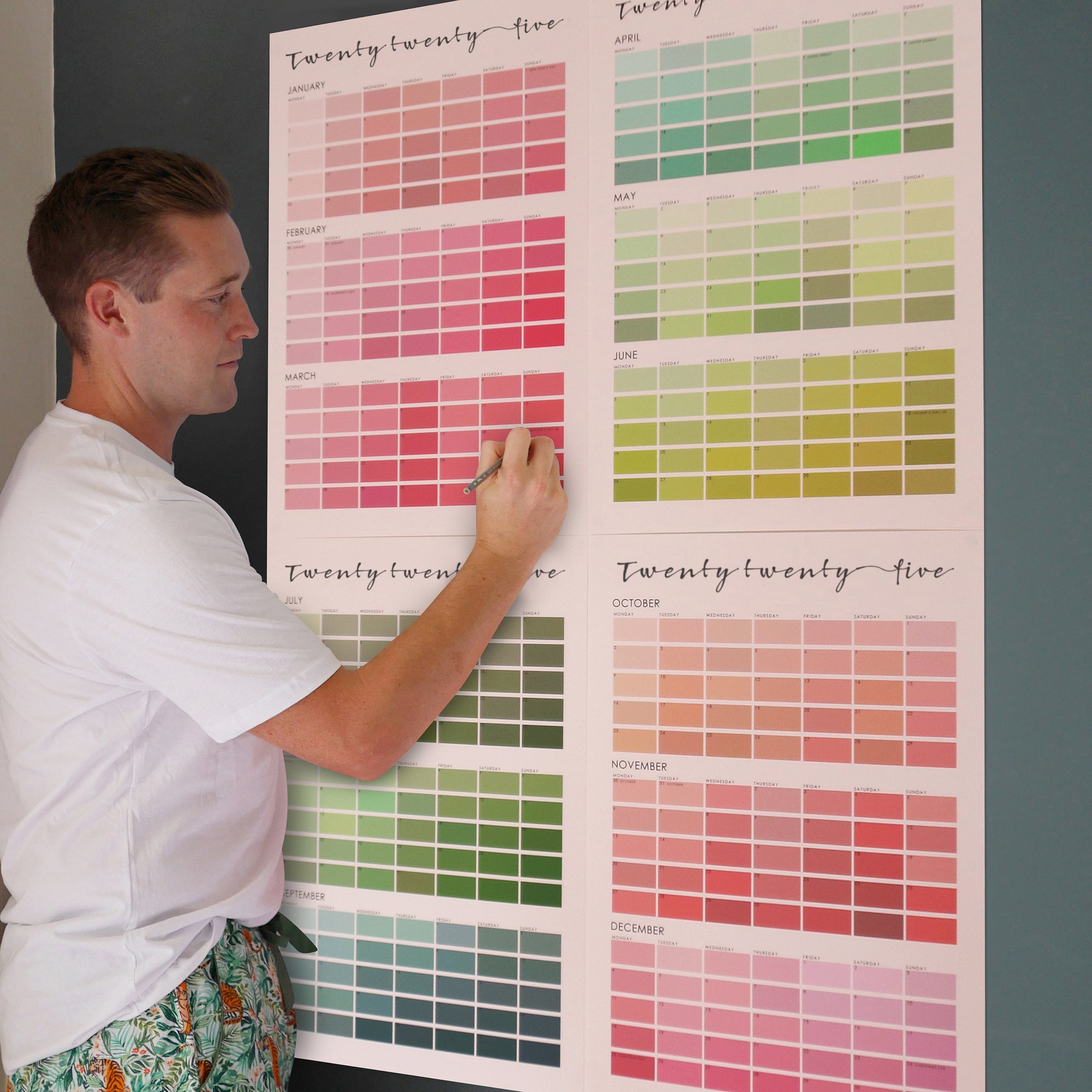 Paint Chip Colour Swatch Wall Planner Calendar