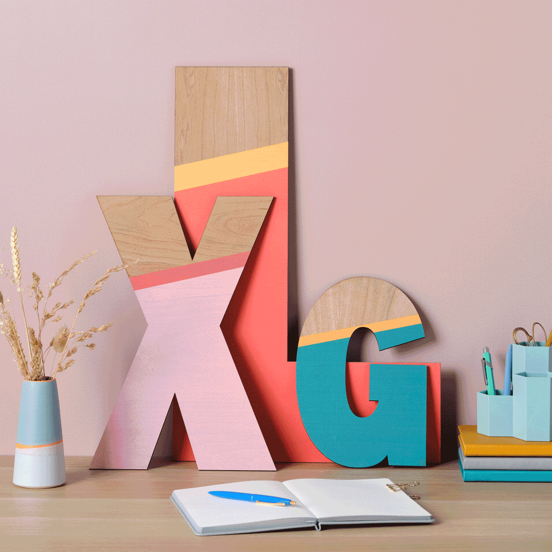 Wooden Colourful Initial Christmas Tree Decoration