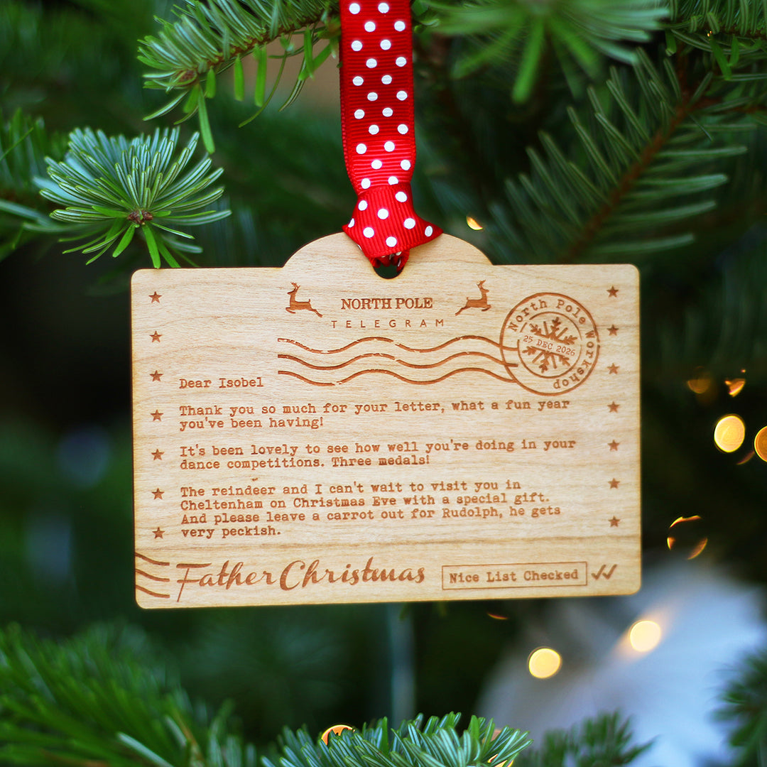 Personalised Christmas Tree Ornament |Telegram from Father Christmas | Santa Claus