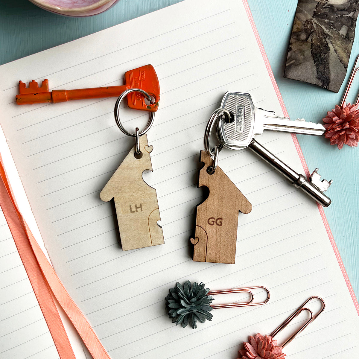 Couples New Home Personalised Keyring Betsy Benn