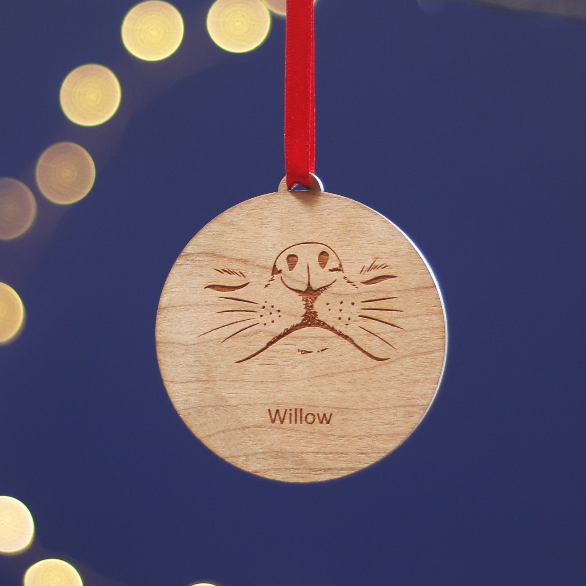 Personalised Wooden Dog Nose Christmas Tree Bauble