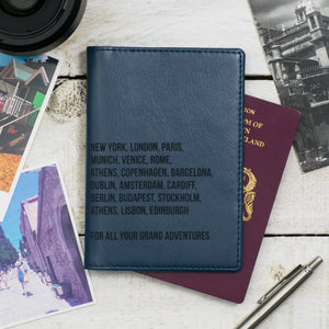 Airforce Vegan leather passport holder with personalised laser engraving on the cover