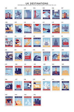 Stamp Art Destination Print 14 Stamps  Print - Betsy Benn