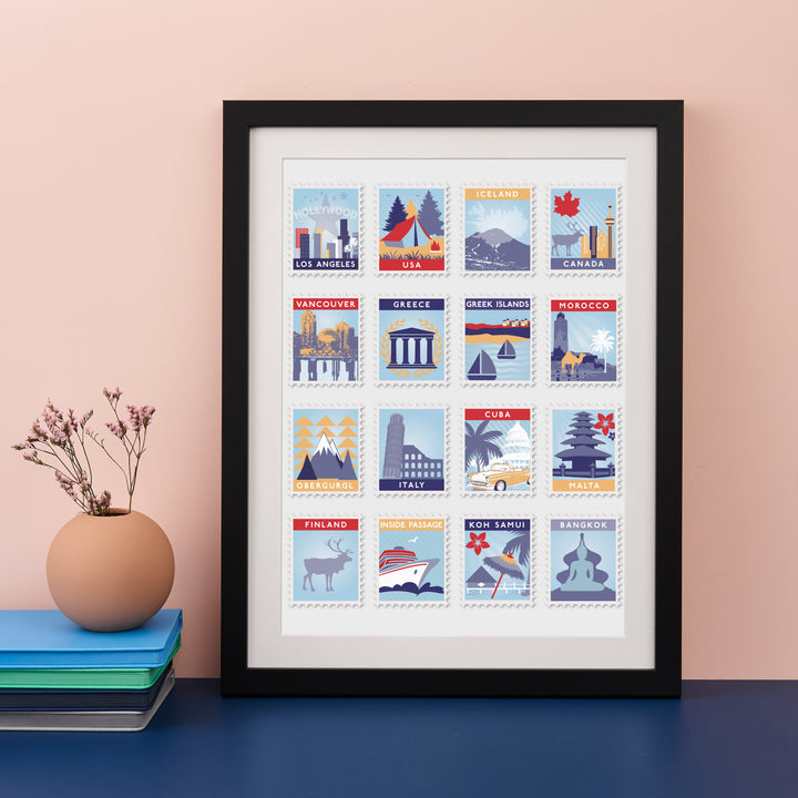 Stamp Art Destination Print 16 Stamps