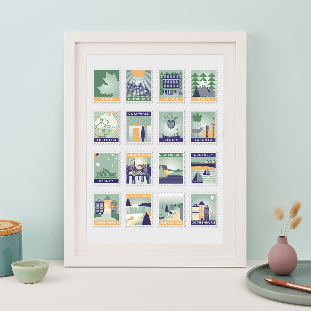 Stamp Art Destination Print 16 Stamps